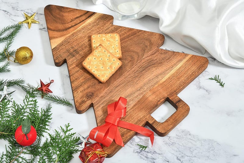 Affinity Decor Christmas Tree Shaped Wood Cutting Board for kitchen, Christmas Tree Wooden Serving Tray with Handle, Christmas Decoration Charcuterie Tree Boards 14"L x 11"W - Image 4